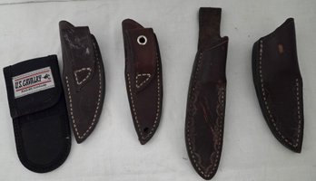 6 Knife Sheaths - 5 Leather & 1 Canvas