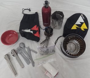 Camping Hunting Gear - Multi-Fuel Stove, Fuel Bottle, Silverware