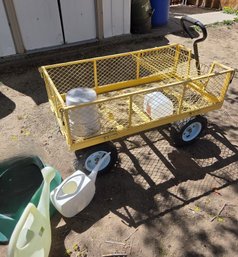 Yellow Garden Wagon Watering Cans