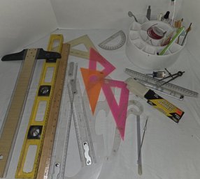 Art Drawing Supplies & Carousel - T-Square, Level, Compass Brushes