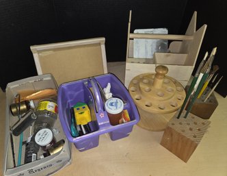 Arts Crafts Artist's Supplies Pencil Blocks Carousel Caddy Brushes