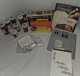 Rhinestone Stud Setter Kit W/ Extra Rhinestones (In Bottles) Arts Crafts Calligraphy Set