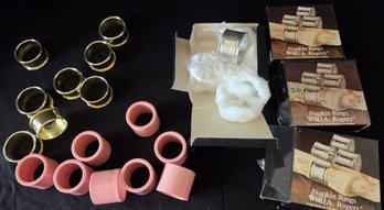 Napkin Rings -15 Rogers Silver Plate, 8 Brass, 8 VTG Pink