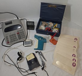 Adding Machine, Envelopes, VTG Label Maker Office Supplies
