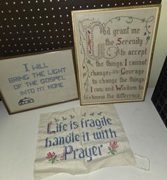 3 Pcs Needlepoint Embroidery - Faith Religion Theme - Vintage Serenity Prayer 5