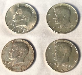 4 Kennedy Half Dollar 50 Cent Coins 1967 1968 Clad