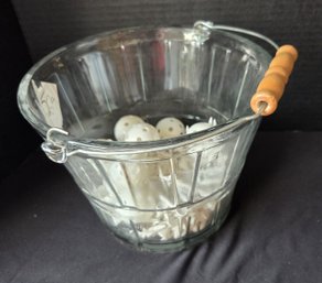 Glass Bucket W/ Practice Golf Balls & Tees