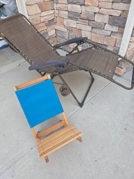 Beach Concert 2-piece Wooden Chair & Zero Gravity Lawn Lounge Chair