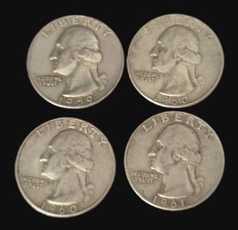 4  Washington Silver Quarters Coins 1959 1960 1961
