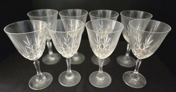 Set Of 8 Crystal, Etched Goblets- Barware Vintage Glasses - See Pics For Sizing