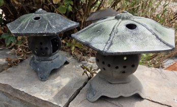 2 Vintage Iron/metal Pagoda Style Luminary Luminaries Lawn Garden Decor
