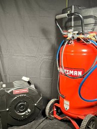 Large Craftsman  Air Compressor And Air Hose Reel