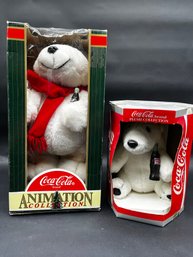 2 Coca-cola Plush Polar Bears, Christmas Makes Music Lights Do Not Work
