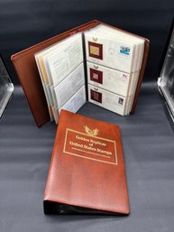 2 Postal Commemorative Society Golden Replicas Of United States Stamps One Book Is Full Other Has 2 Pages