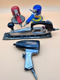 Lot Of 4 Air Power Tools 2 Dual Action Sanders, Craftsman 1/2  Impact Wrench And A Straight Line Sander