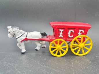 Vintage Cast Iron Horse Pulling An Ice Wagon