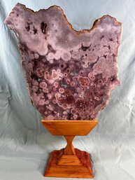Large Polished Pink Amethyst Slice With Botryoidal Formations