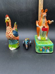 3 Vintage Tin Toys, 2 Windup That Work And A Battery Operated That Is Not Working