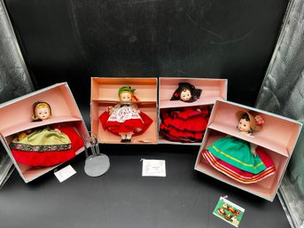 4 Vintage Madame Alexander Dolls, Swedish 792, Italian 793,  Swiss 794 And Spanish Girl 795