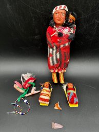 3 Skookum Dolls, 2 Papoose Dolls And A Mom With Baby That Needs Repair