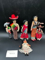 6 Vintage Dolls Of Mexico