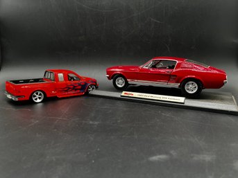 Maisto 67 Ford Mustang GTA Fastback Diecast Moddl And A F-150 Flareside Supercab Model