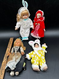 3 Porcelain Dolls And A Original Swiss EMA Doll