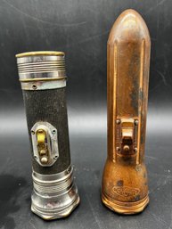 2 Vintage Flashlights One Ray-o-vac And. Yale Both Untested