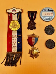 Lot Of Vintage Pins And Military Ribbons Oldest Date Is 1897