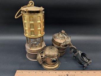 Koehler 289-1A Brass Coal Mining Lamp And 1 Other