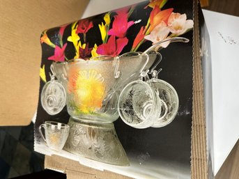 New Glass Punch Bowl Set