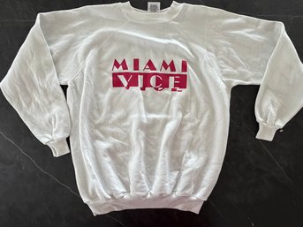 Vintage XL Hanes Crewneck Sweatshirt MADE IN USA Custom MIAMI VICE