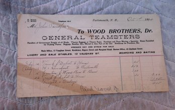 1904 Portsmouth Moving Co Shipping Receipt