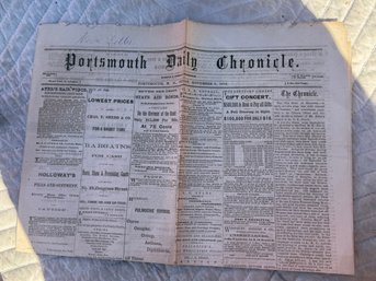 1872 Portsmouth Daily Chronicle Newspaper