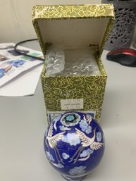 Vintage Chinese Cloisonn Sphere With Stand And Original Box