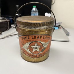 Pure Leaf Lard Can Tin Bucket Vintage Advertising North Star Packing Provision