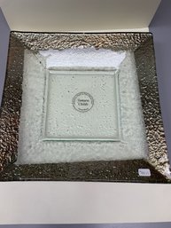Tamara Childs Square Copper Edged Platter Handmade Texturized Glass