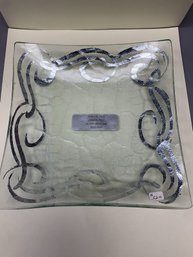 Tamara Childs Gilded By Hand In Silver Metal Leaf Glass Dish