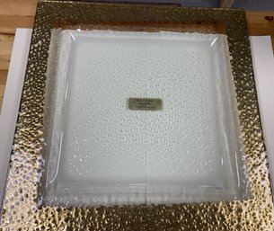 Tamara Childs Texturized Square Gold Edged Platter Handmade One Of A Kind