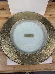 Tamara Childs Texturized Circle Glass Platter Gilded Gold Leaf