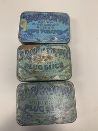 Vtg Edgeworth 3 Extra High Grade Tobacco Stamp Tin Hinged Lid Turquoise Richmond