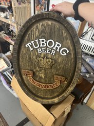 Vintage Tuborg Beer Oval Barrel Wall Hanging