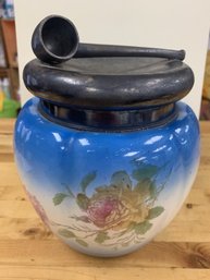 Porcelain Tobacco Humidor With 3-D Pipe On The Lid Marked CU And 145