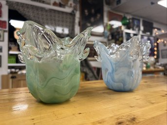 Set Of Murano Glass Bowls Marked With Sticker And In Great Shape