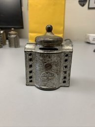 Antique Figural Cast Iron Dome Top Building Still Bank Orig Gold Silver Paint