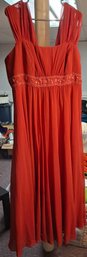 Davids Bridal Red Formal Dress  Size 22  Elegant Beaded Waist