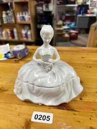 Porcelain Doll W/ Fan Trinket Box