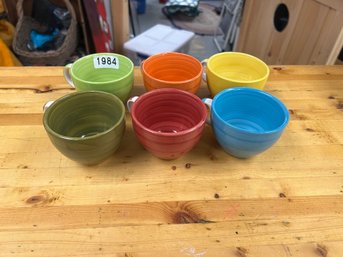 6 Multi Colored Ceramic Cups With Handles