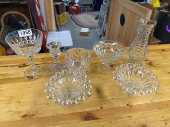 Lot Of 7 Crystal / Clear Glass Items