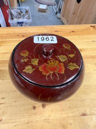 Vintage Floral Lacquer Round Box